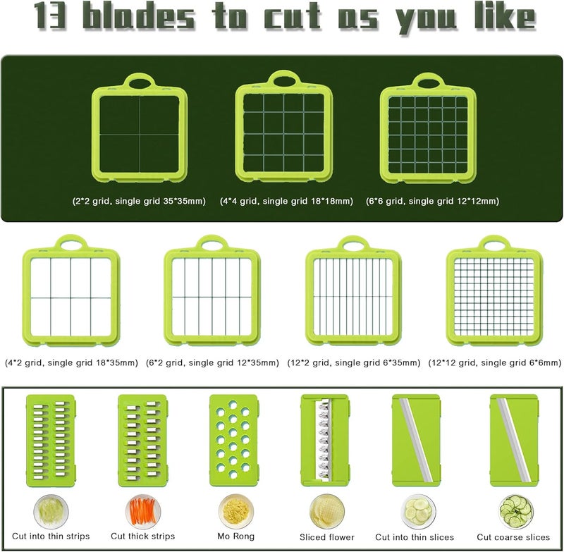 ALKAYAN Vegetable Chopper, Upgraded 22 in 1 Mandoline Vegetable Slicer Dicer with 13 ... - Image 2