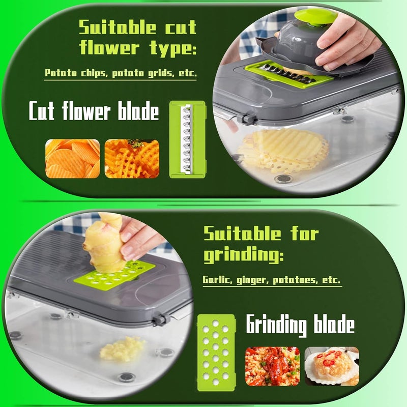ALKAYAN Vegetable Chopper, Upgraded 22 in 1 Mandoline Vegetable Slicer Dicer with 13 ... - Image 4