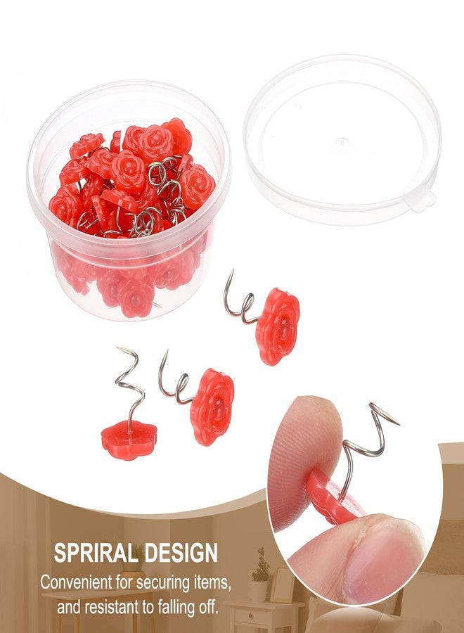 PATIKIL 100 Pcs Upholstery Twist Pins, Headliner Bed Pins Furniture for Bed, Armrest, Slipcovers, Skirt, Bed Skirts, Fabric, Sofa(Red Rose, 0.63 x 0.55 Inch) - Image 3