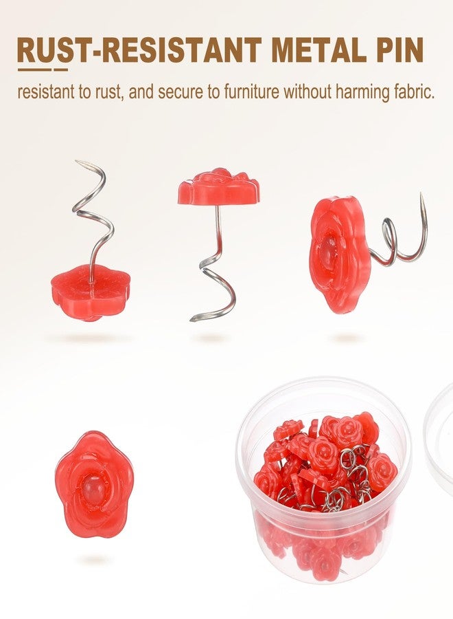 PATIKIL 100 Pcs Upholstery Twist Pins, Headliner Bed Pins Furniture for Bed, Armrest, Slipcovers, Skirt, Bed Skirts, Fabric, Sofa(Red Rose, 0.63 x 0.55 Inch) - Image 4