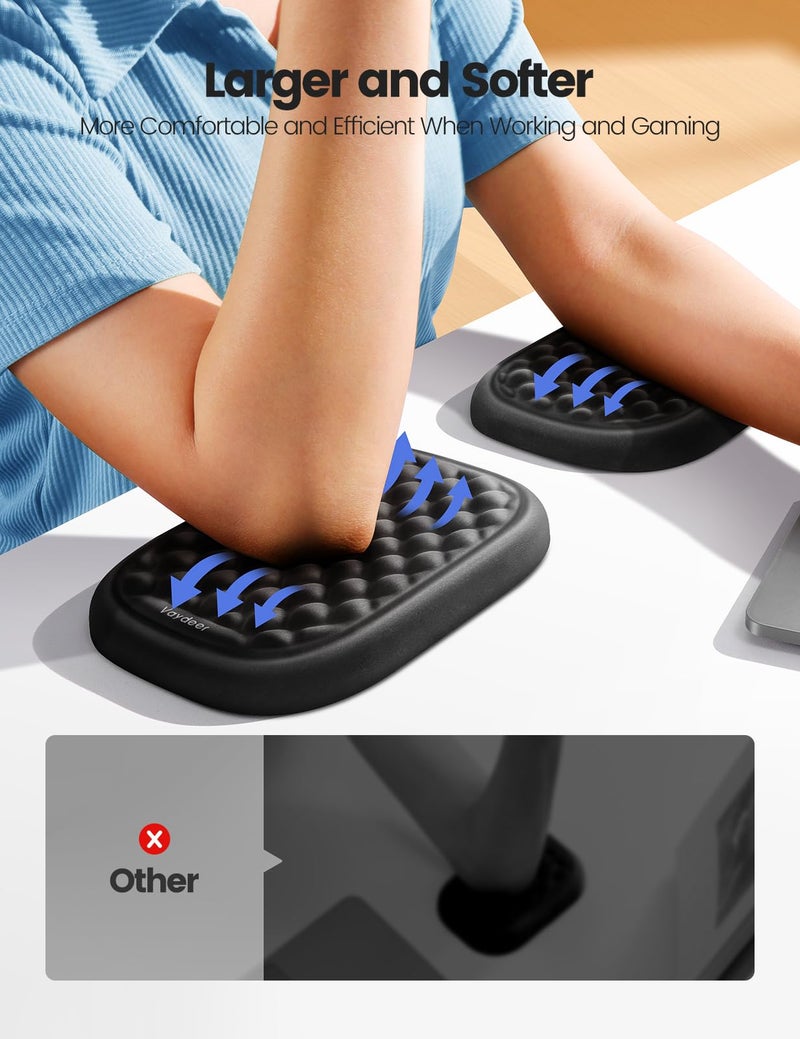 Vaydeer 【Upgraded Larger and Thicker】Vaydeer Elbow Rest Pad 1pc, Desk Wrist Rest Memory Foam Armrest, Ergonomic Mouse Cushion Support, Wrist Pain Relief for Computer Laptop Working Typing Gaming Office Gadget - Image 2