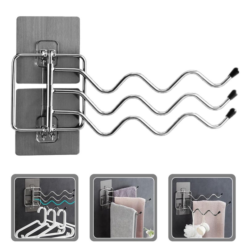 Stainless Steel Rotatable 3 Tier Wall Mounted Towel Rack Anti Slip Bathroom Kitchen Storage - Image 4