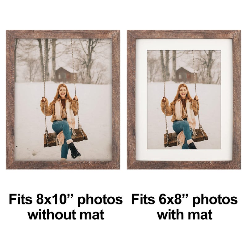 TOFOREVO إطارات صورة Toforevo 8x10 مجموعة من 2 إطار صورة للحبوب الخشبية لتصاعد الجدار أو عرض الطاولة - Image 2