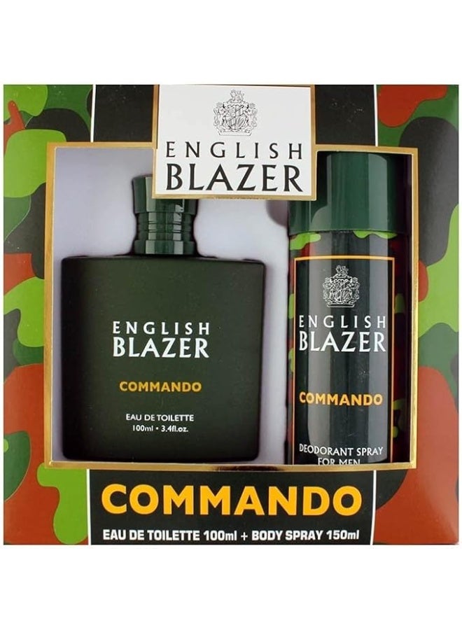 English Blazer Commando Gift Set for Men – Eau de Toilette 100 ml + Body Spray 150 ml - Image 2