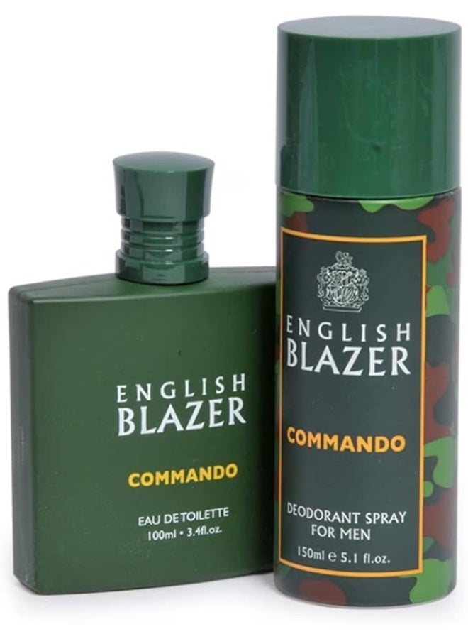 English Blazer Commando Gift Set for Men – Eau de Toilette 100 ml + Body Spray 150 ml - Image 1