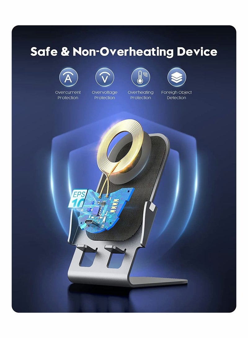 سيوسي شاحن لاسلكي 15 وات سريع الشحن اللاسلكي حامل هاتف محمول رفيع للغاية من سبائك الألومنيوم لهواتف iPhone 14/13/12/11 / X / 8 Series Samsung Motorola OnePlus Pixel - Image 3