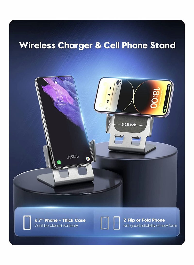 سيوسي شاحن لاسلكي 15 وات سريع الشحن اللاسلكي حامل هاتف محمول رفيع للغاية من سبائك الألومنيوم لهواتف iPhone 14/13/12/11 / X / 8 Series Samsung Motorola OnePlus Pixel - Image 2