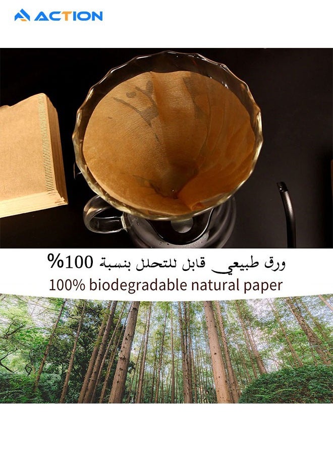 Coffee Filters, Size 02 Unbleached Cone Filters, 200 Count Disposable Natural Paper Filters 2-4 Cup, 02 Cone For Pour Over and Drip Coffee Maker
