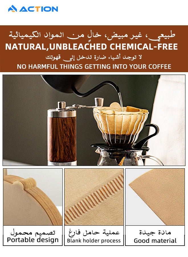 Coffee Filters, Size 02 Unbleached Cone Filters, 200 Count Disposable Natural Paper Filters 2-4 Cup, 02 Cone For Pour Over and Drip Coffee Maker