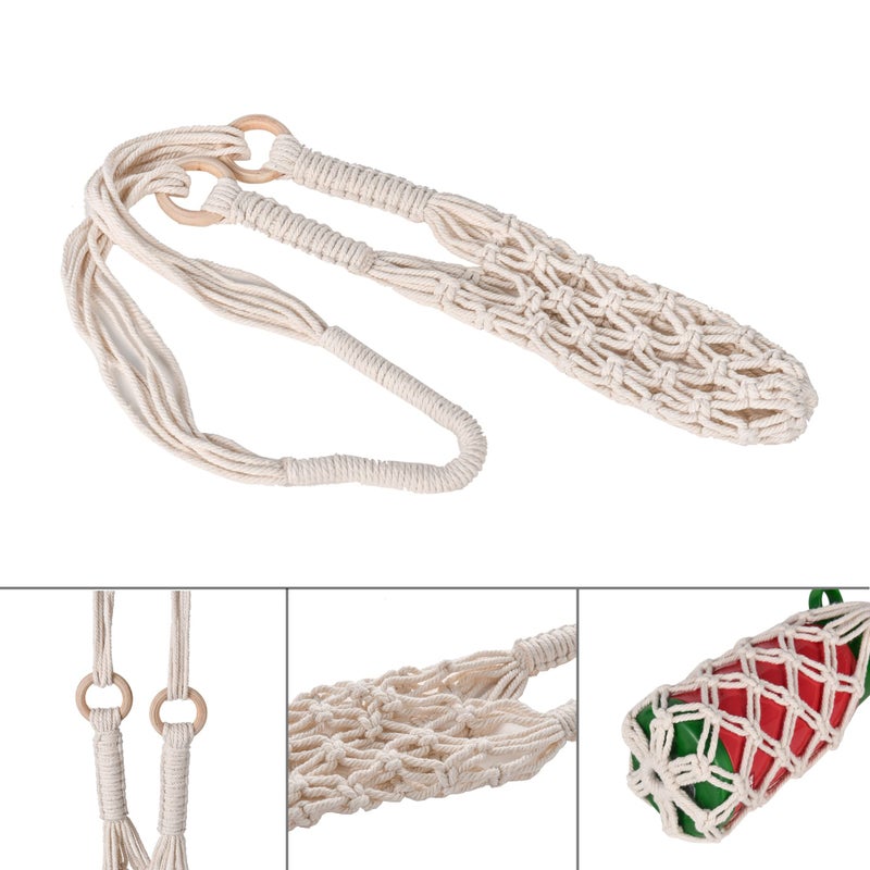 Eiyye Eiyye 2-Pieces Crochet Water bottle Bag Cotton Crochet Crossbody Water Bottle Bag, Boho Bottle Carrier Water Bottle Holder with Strap Handmade Water Bottle Holder  - Image 3