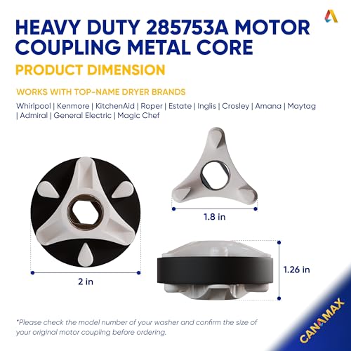 Canamax Heavy Duty 285753A METAL Core Motor Coupling Kit for Whirlpool & Kenmore Washers - Replaces Part Numbers: AP3963893 PS1485646 1195967 285753AVP 21003 280152 285140 285743 PO4 - Image 2
