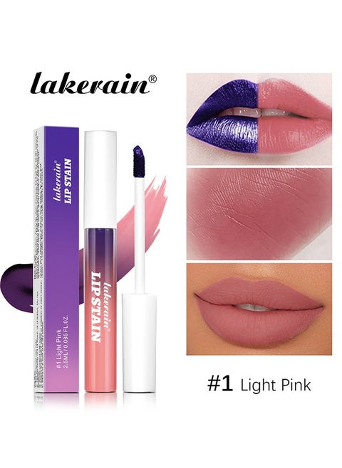 Lip Stain-Peel Off Lipstick, Long Lasting Non-Stick Cup,for Naturally Radiant Lip, Sweat Proof Waterproof, Highly Pigmented Matte Lipstick #1 Light Pink