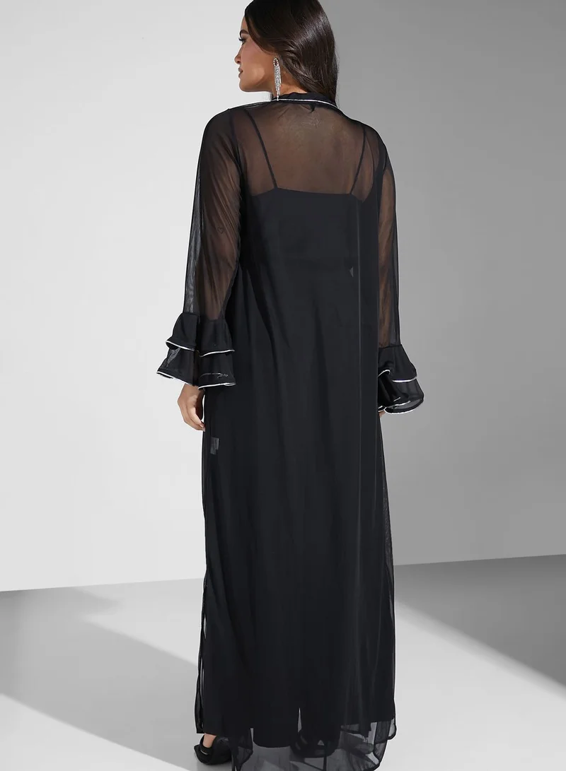Golden Apple Mesh Ruffle Sleeve Layer On