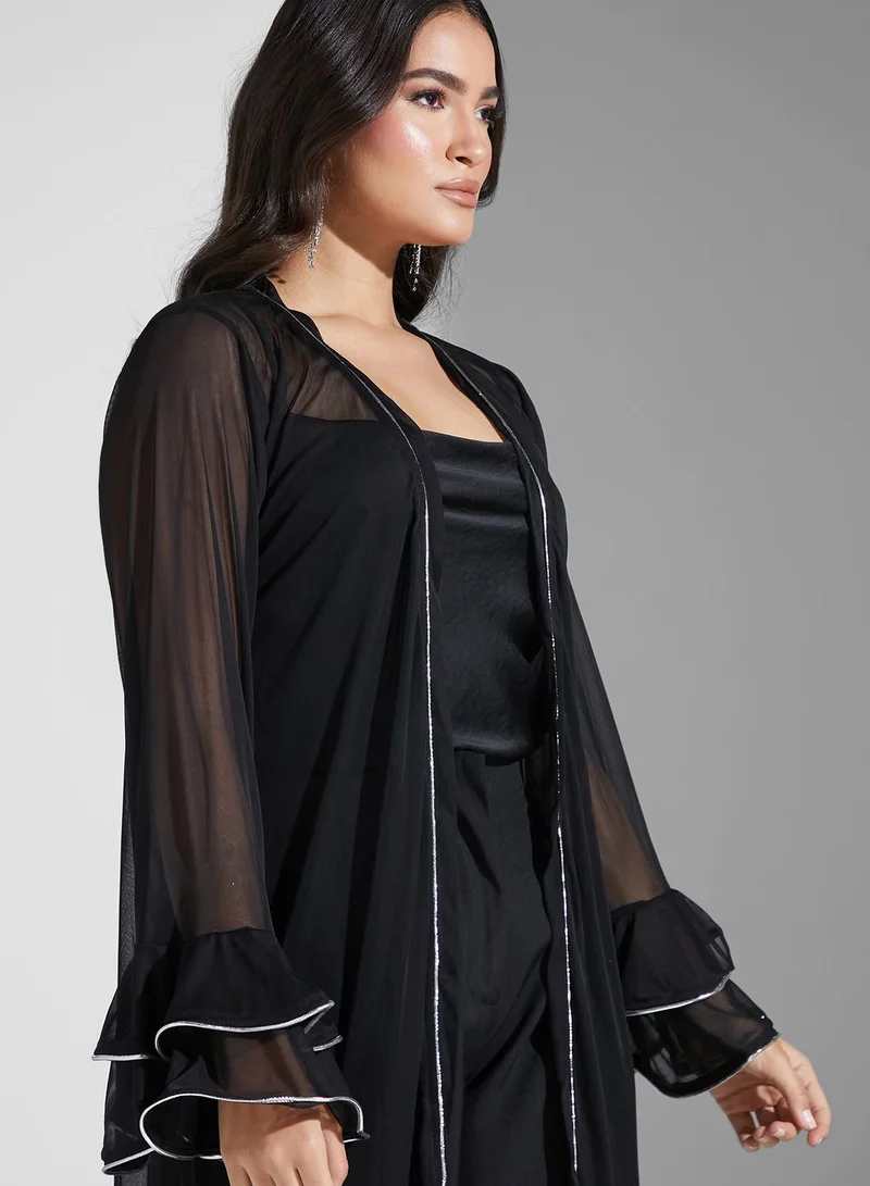 Golden Apple Mesh Ruffle Sleeve Layer On