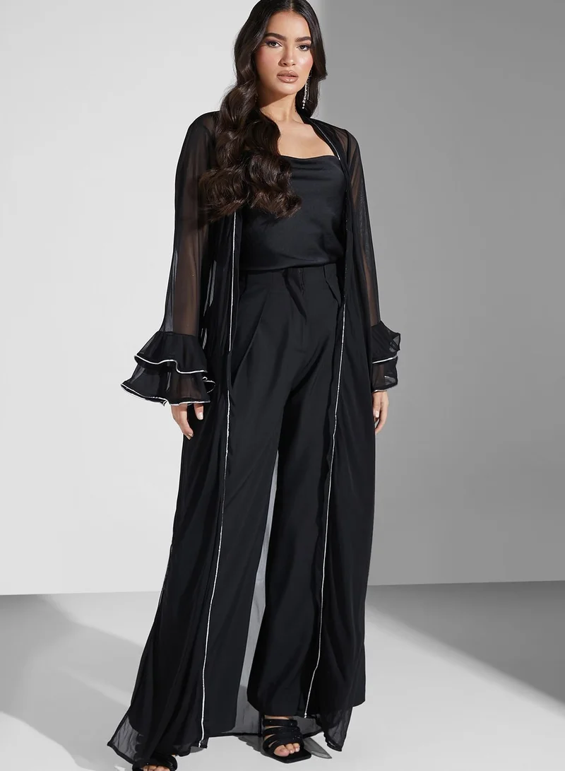 Golden Apple Mesh Ruffle Sleeve Layer On