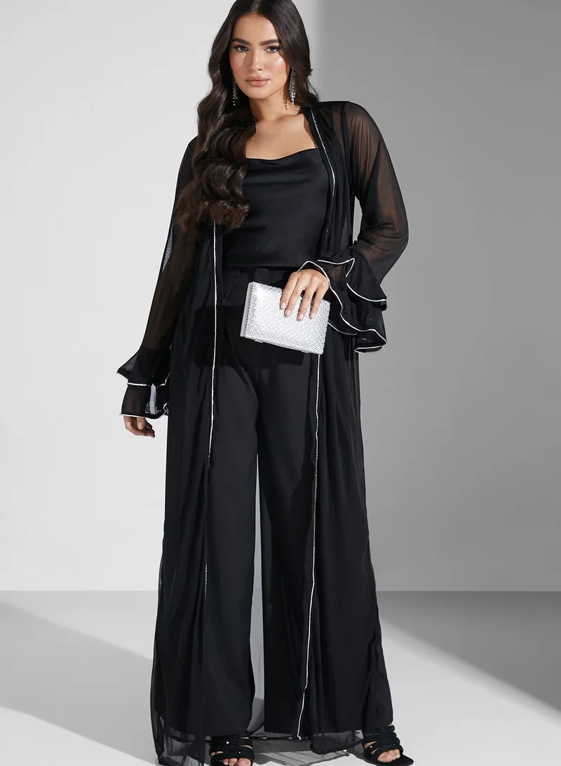 Golden Apple Mesh Ruffle Sleeve Layer On