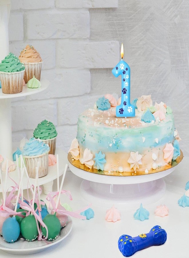 Threlaco شموع عيد ميلاد ثريلاكو رقم 1 بتصميم مخلب كلب أزرق، زينة كعكة عيد ميلاد، شموع عيد ميلاد برقم 1 بتصميم مخلب كلب أزرق، زينة عيد ميلاد للأولاد والبنات، لوازم حفلات عيد ميلاد بتصميم مخلب كلب أزرق - Image 4