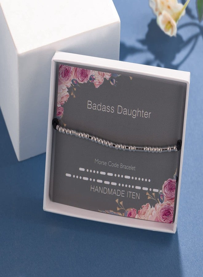 ASELFAD Badass Daughter Morse Code Bracelets for Women,Inspirational Gifts,Birthday Gifts for Women,Mothers Day Gifts for Her Mom,Daughter,Sister,Best Friend - Image 5