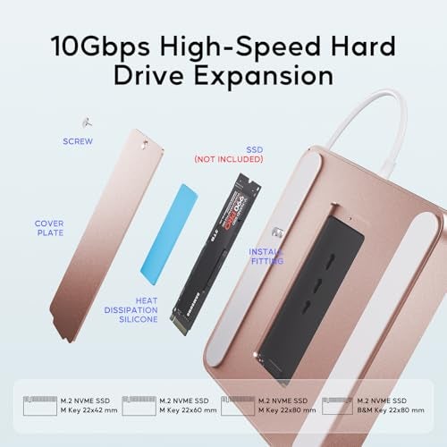 PULWTOP USB C HUB for iMac 24 inch 2021/2023, PULWTOP USB Hub Adapter iMac Accessories for M1/M3 with USB C 10Gbps 3*USB A SD/TF, Docking Station Support Expand M.2 SSD (Not Included), Color not for i.Mac M4 - Image 4