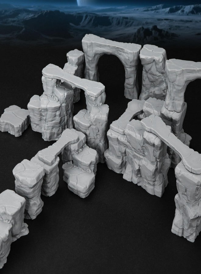AUSPDICE مجموعة تضاريس RPG AF693 مشهد وادي الحفرة لحملات DND - مجموعة مناظر وادي الحفرة المعيارية مع جسور صخرية، وهياكل TTRPG، وملحقات خرائط لشخصيات 28-32 مم، جاهزة لألعاب الحرب ولعب الأدوار - Image 1
