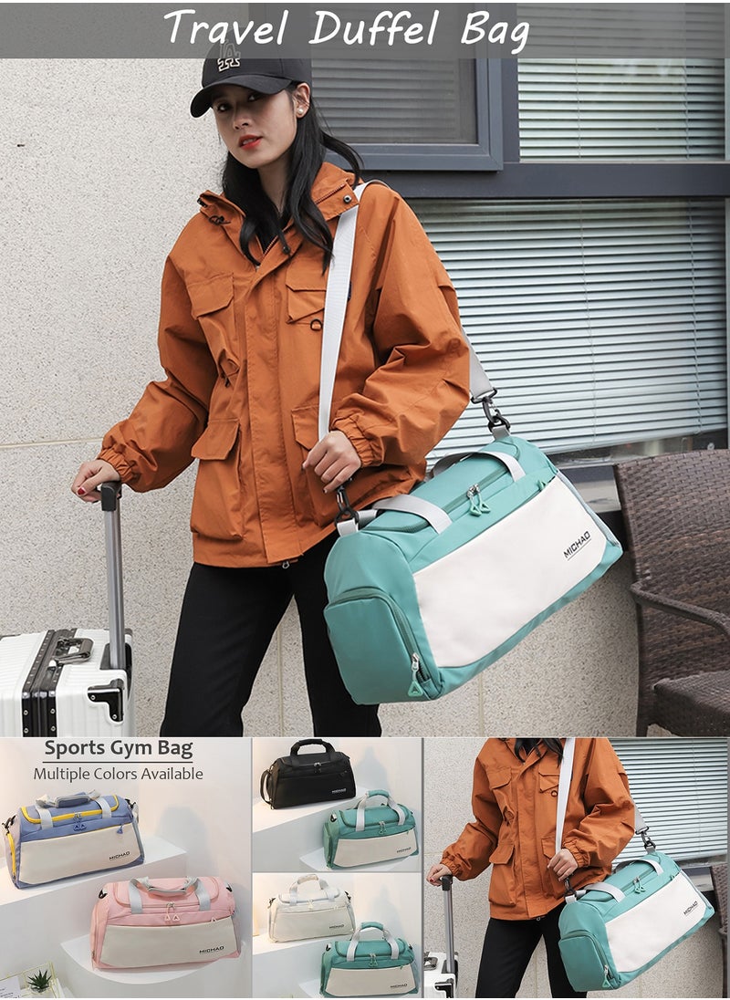 Qiccijoo Qiccijoo Sports Gym Bag Travel Duffel Bag with Shoes Compartment and Wet Pocket for Men Women,50L Large Weekend Overnight Luggage Bag Carry on Bag Yoga Tote Bags(Green)  - Image 3