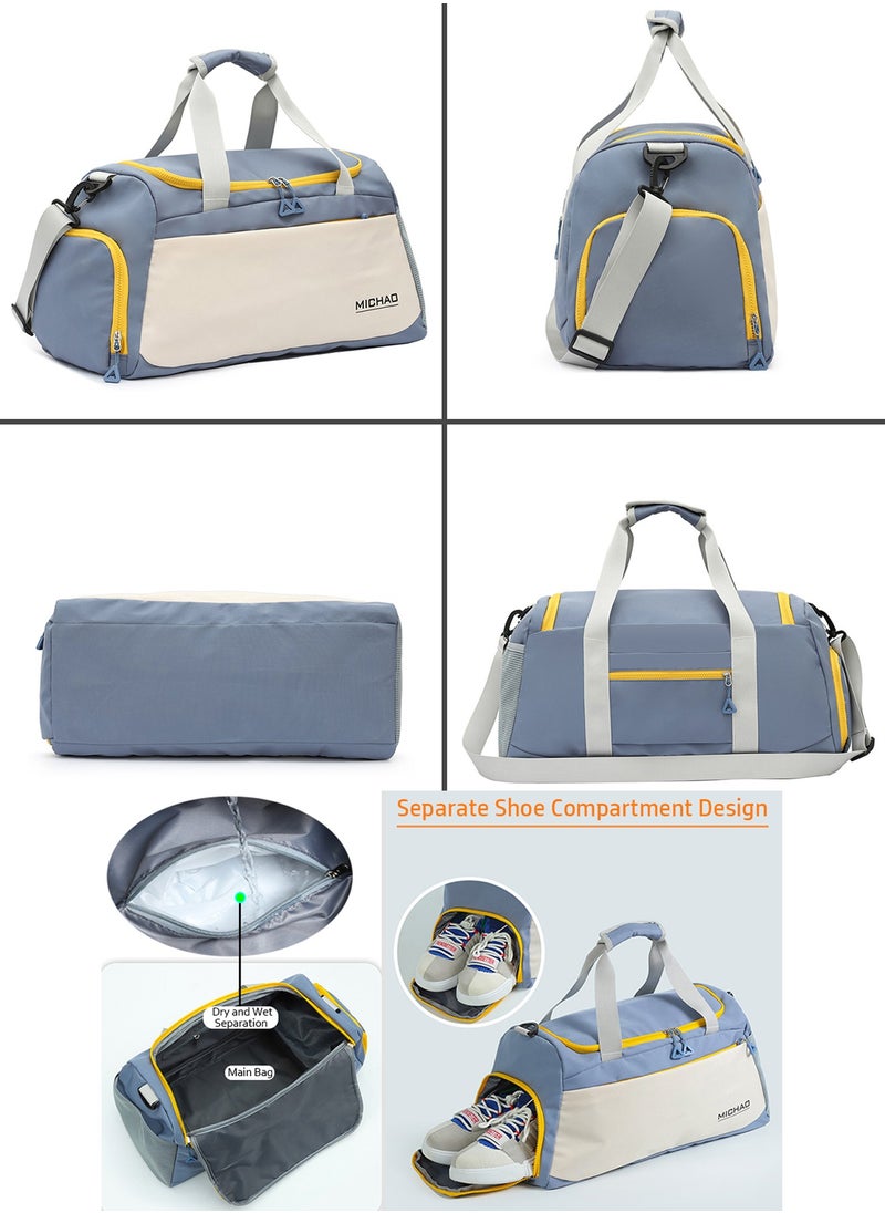 Qiccijoo Qiccijoo Sports Gym Bag Travel Duffel Bag with Shoes Compartment and Wet Pocket for Men Women,50L Large Weekend Overnight Luggage Bag Carry on Bag Yoga Tote Bags(Green)  - Image 4