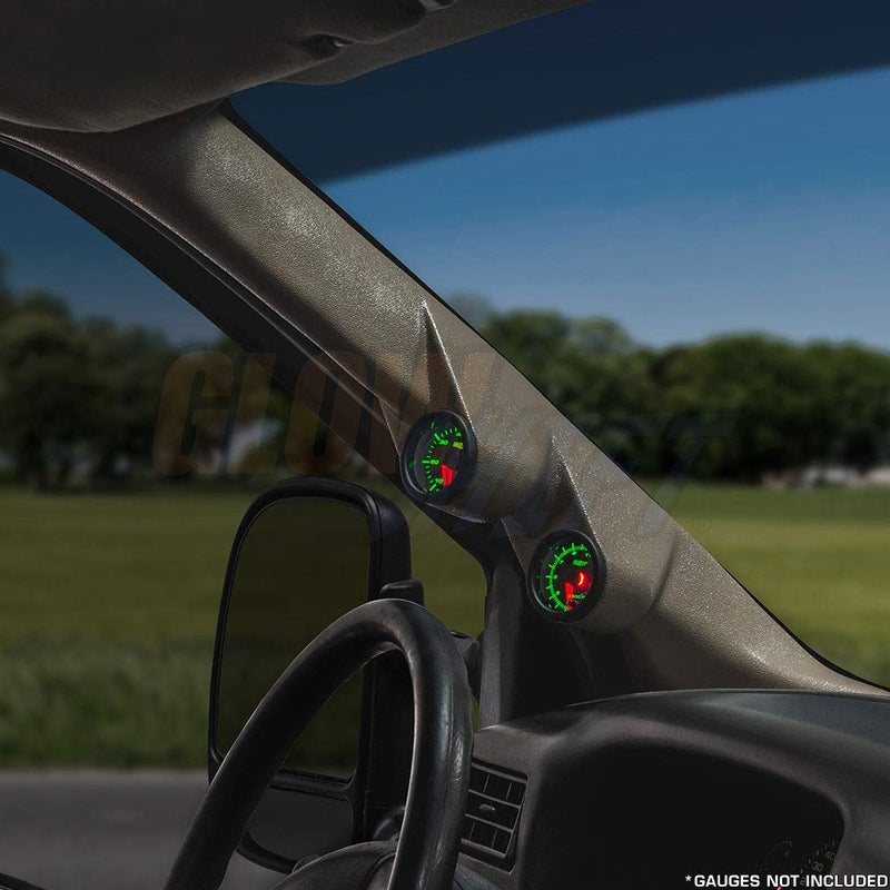 GLOWSHIFT Tan Full Size Dual Pillar Gauge Pod Compatible with Ford Super Duty F-250 F-350 Power Stroke 1999-2007 - Factory Color Matched - UV Protected - Mounts (2) 2-1/16" (52mm) Gauges - Image 3