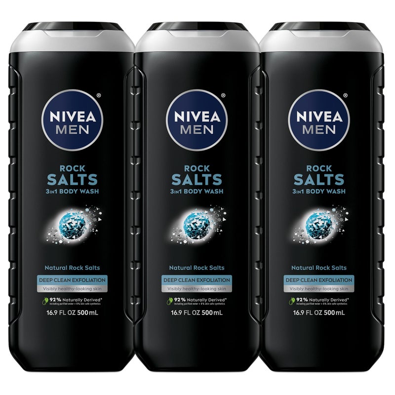 NIVEA MEN NIVEA Rock Salts Body Wash 16.9 oz - 3 Pack - Image 1