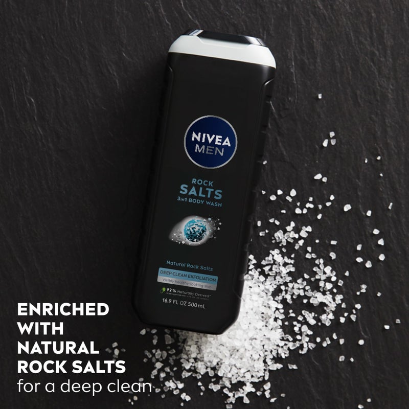 NIVEA MEN NIVEA Rock Salts Body Wash 16.9 oz - 3 Pack - Image 3