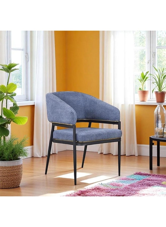 NZONE STORE Dining chair, Fabric Dining Side Chair With Metal Frame 83x58x54cm Blue  - Image 2