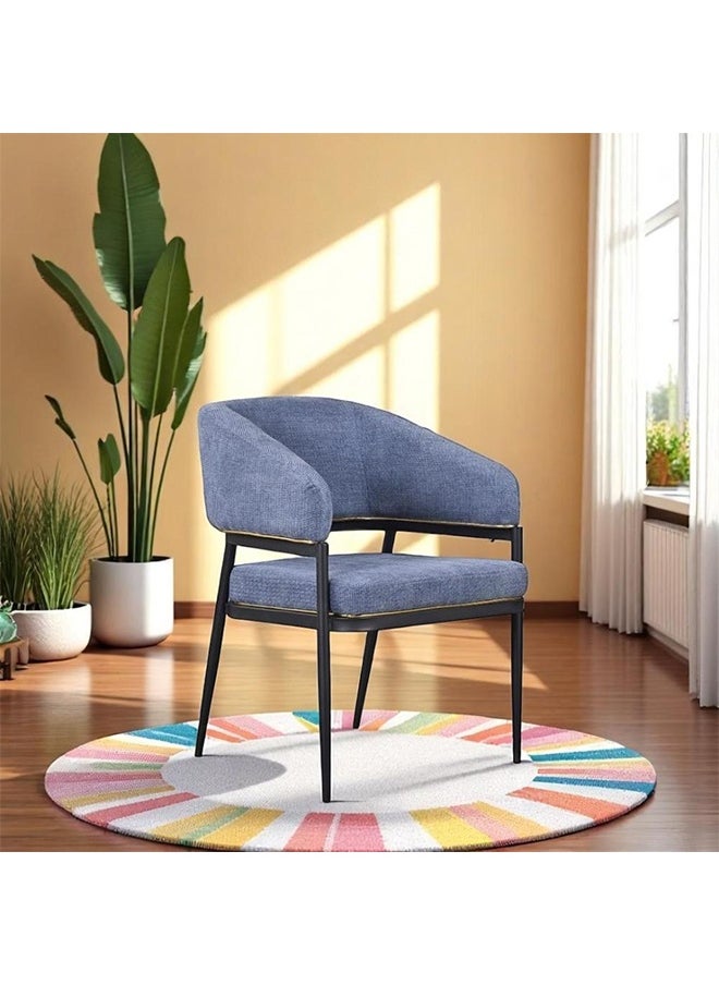 NZONE STORE Dining chair, Fabric Dining Side Chair With Metal Frame 83x58x54cm Blue  - Image 1