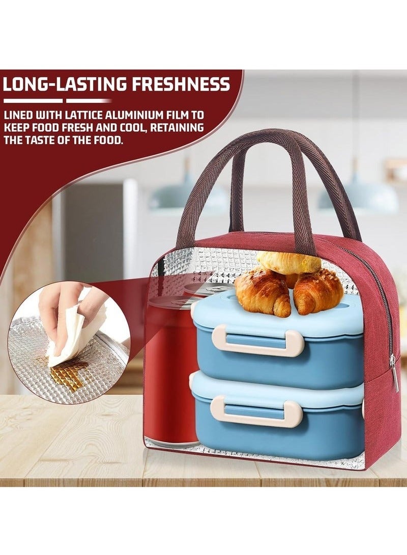 Insulated Lunch Bag, Small Cooler Bag, Waterproof and Leakproof, Lunch Organizer for Work, School, Picnics (Red) - Image 4