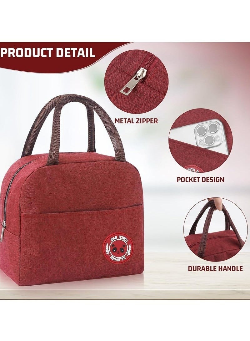 Insulated Lunch Bag, Small Cooler Bag, Waterproof and Leakproof, Lunch Organizer for Work, School, Picnics (Red) - Image 5