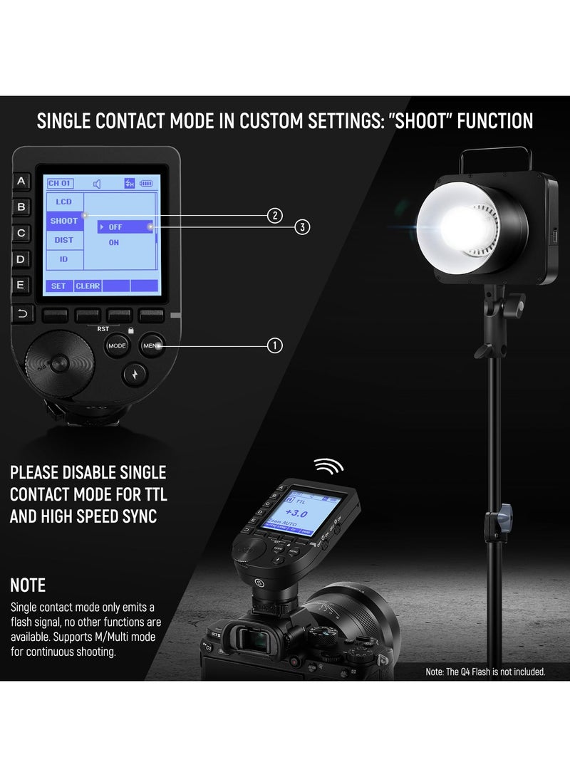 Wireless Flash Trigger QPRO-S TTL, Compatible with Sony 1/8000s HSS, Large LCD Screen Slanted Design 5 Group Buttons 9, Customizable Functions for Q4 Q3 Z2 Z1 Z760 NW760 S101-300W