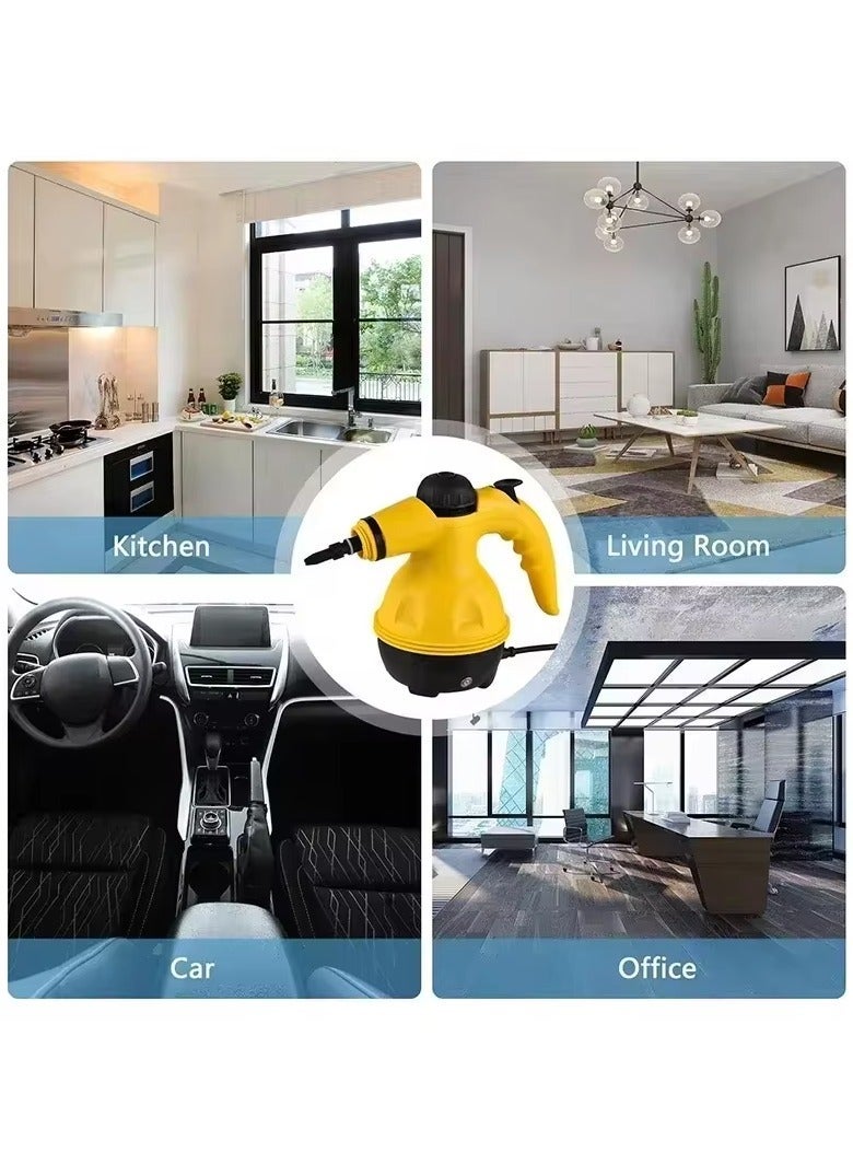 1000W Multifunctional High Temperature Handheld Steam Cleaner with 9pcs Accessories Suitable for Kitchen Sofa Bathroom Window Multicolor Random ( Black, White , Yellow ) - Image 3