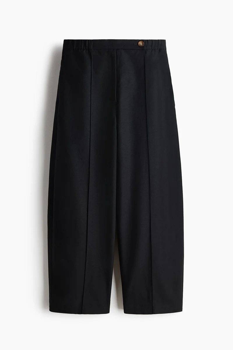 Linen-blend barrel trousers