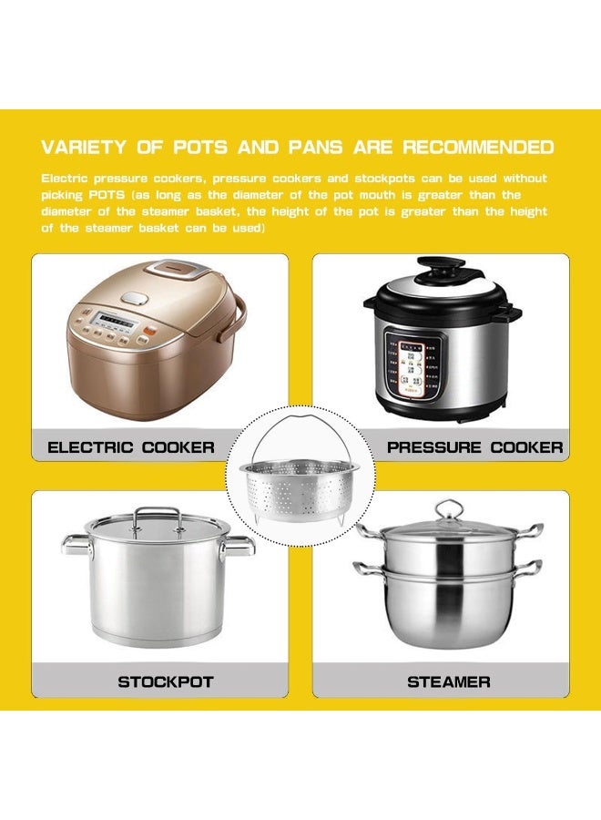 Stainless Steel Steamer Basket with Handle, Rice Cooker Steaming Basket, Metal Steamer Insert for Vegetables, Seafood & Eggs, Fits Pressure Cookers & Woks - Image 3