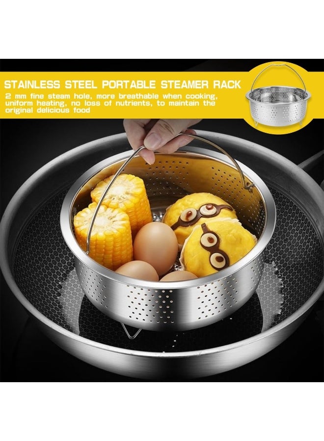 Stainless Steel Steamer Basket with Handle, Rice Cooker Steaming Basket, Metal Steamer Insert for Vegetables, Seafood & Eggs, Fits Pressure Cookers & Woks - Image 4