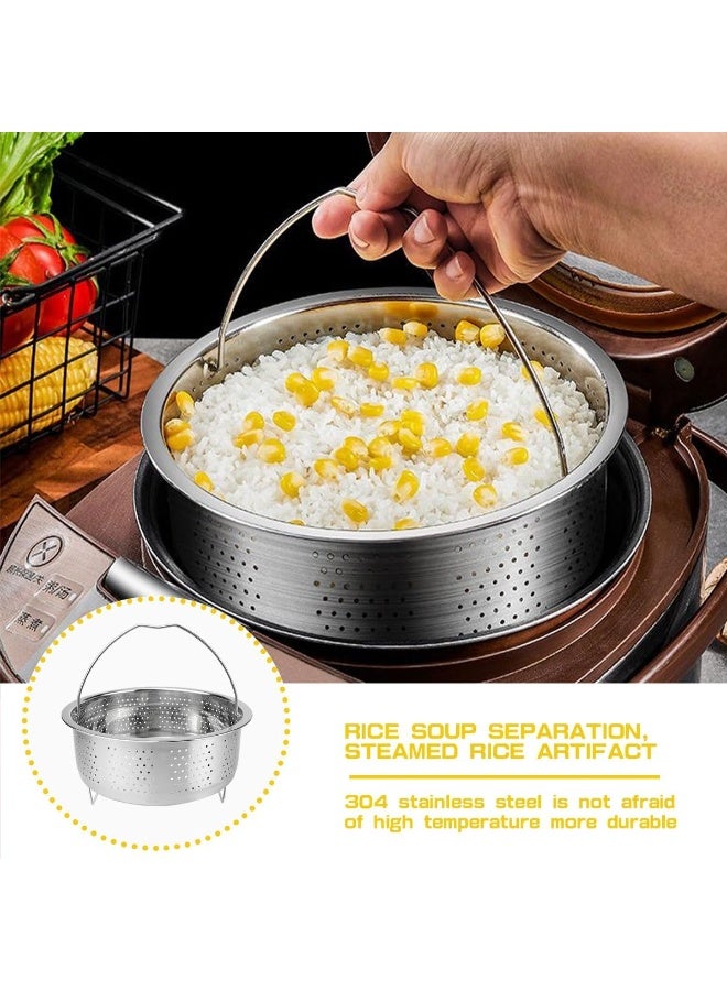 Stainless Steel Steamer Basket with Handle, Rice Cooker Steaming Basket, Metal Steamer Insert for Vegetables, Seafood & Eggs, Fits Pressure Cookers & Woks - Image 5