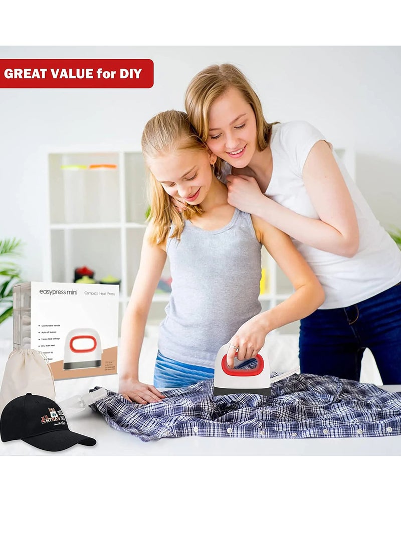 AROAQ Mini Iron, Portable Mini Heat Press Machine, Compact And Lightweight Heat Press Iron,  Hot T Shirt Stamping Machine  For Clothing, Hats, Handbags Mouse Pads, Tote Bags, Pillowcases, Garments, (Red)  - Image 4