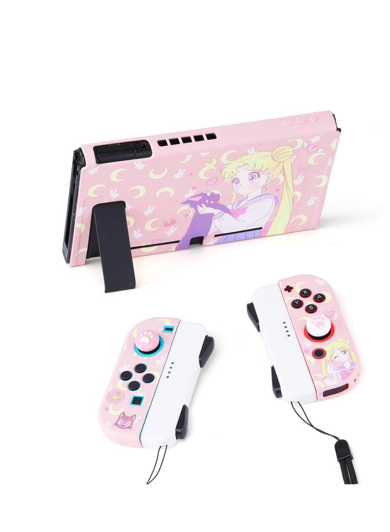 SYOSI Cute Protective Case for Nintendo Switch - Soft Slim Grip Cover Shell for Console and Joy-Con with Screen Protector, Thumb Grips, Anti-Scratch (Sailor Moon) - Image 3