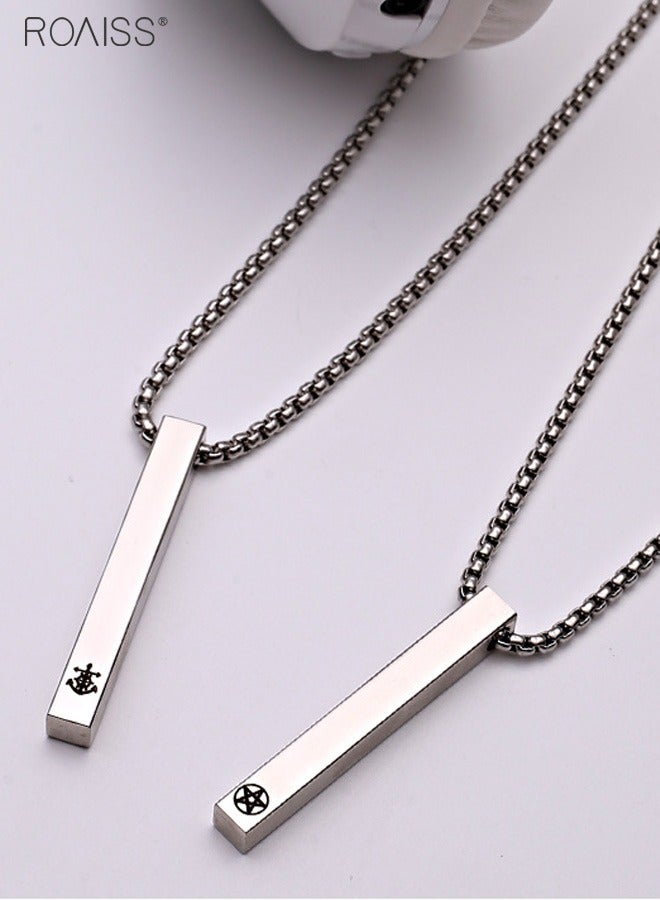 roaiss Men's Simple Titanium Steel Necklace Personalized Star Carved Waterproof Sweat Proof Fashion Necklace  - Image 5