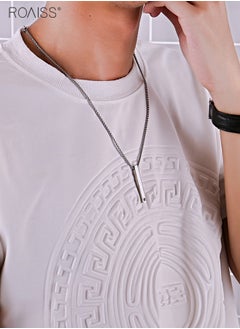 roaiss Men's Simple Titanium Steel Necklace Personalized Star Carved Waterproof Sweat Proof Fashion Necklace  - Image 4