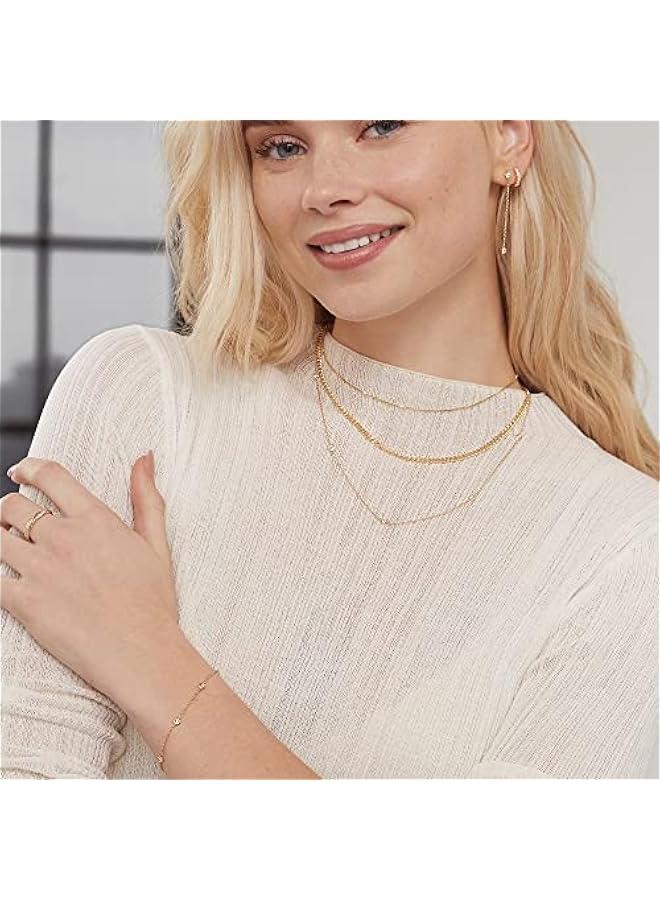 PAVOI 14K Gold Plated Sterling Silver Posts Station Linear Dangle Earrings for Women | Simulated Diamond Chain Drop Earrings - Image 4