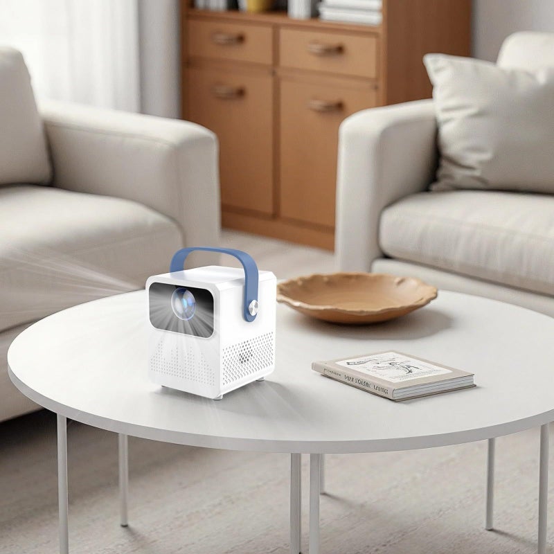 Android Smart Projector Portable 50 120 Inch Display Keystone Correction Dual Band WiFi USB Interface Compact Design White - Image 4