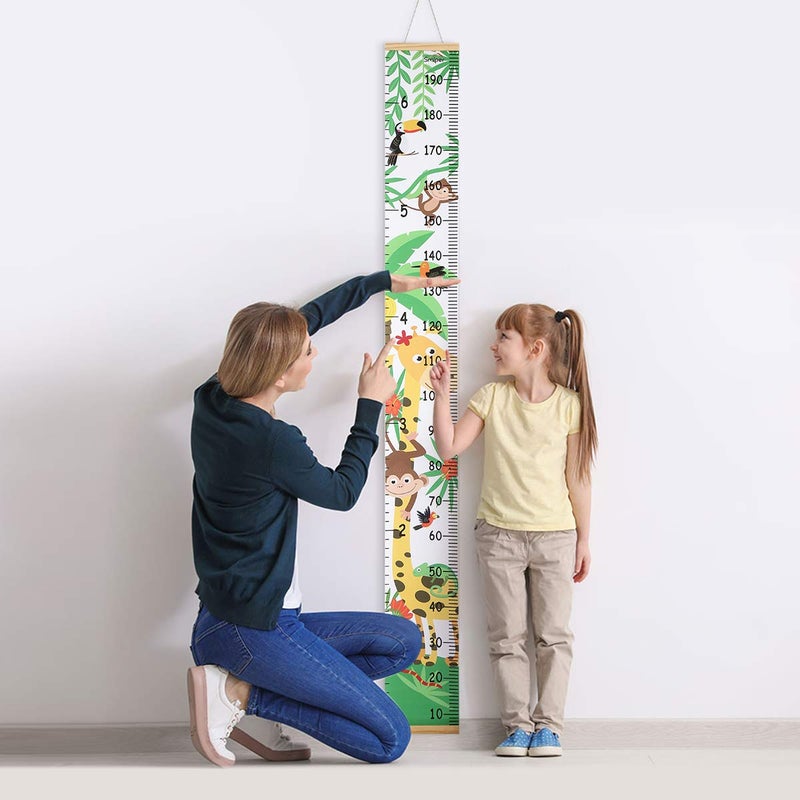 Smlper Growth Chart for Kids,Child Height Chart Ruler for Wall,Wood Frame Fabric Canvas Height Measurement Ruler for Kids Nursery Room,Removable Wall Decor 79"x7.9" - Image 4