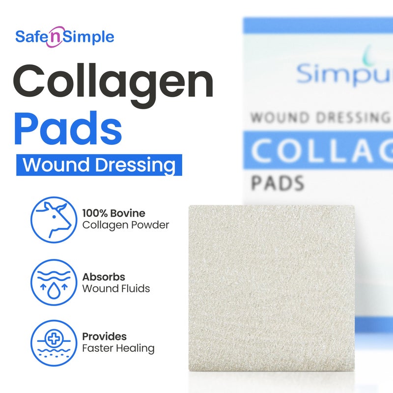 Simpurity Collagen Dressing Pads - 2" x 2" 5 Count Collagen Pads for Wounds - Non-Adherent Collagen Dressing for Wound Care - Safe n' Simple Wound Care Supplies - Image 3