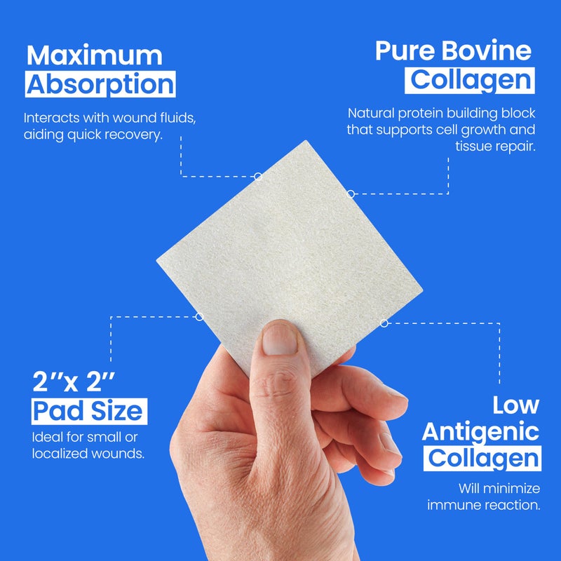 Simpurity Collagen Dressing Pads - 2" x 2" 5 Count Collagen Pads for Wounds - Non-Adherent Collagen Dressing for Wound Care - Safe n' Simple Wound Care Supplies - Image 4