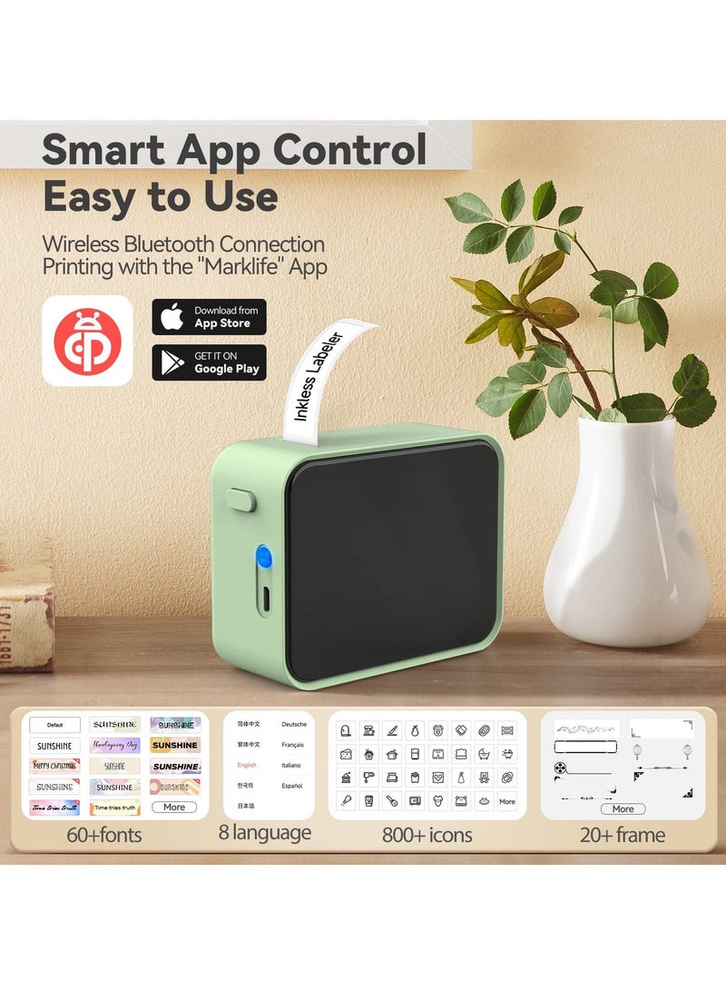 Label Maker Machine with Tape Barcode Label Printer Mini Portable Bluetooth Thermal Labeler for Address Clothing Jewelry Retail Barcode Small (White 1 Roll Label) - Image 4