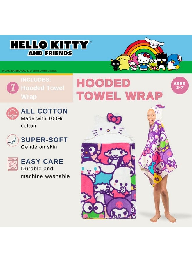 Franco منشفة هود للأطفال من هالو كيتي وأصدقائها، ناعمة جداً، للحمام/المسبح/الشاطئ، قطن تيري، 24 بوصة × 50 بوصة، (منتج مرخص رسمياً) من فرانكو - Image 2